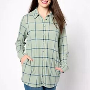 Denim & Co. ADAPTIVE Heavenly Jersey Plaid Tunic NWT - M
